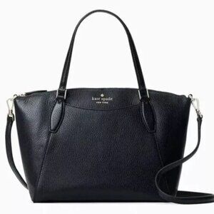 NWT Kate Spade Pebble Leather Monica Satchel Handbag Crossbody Bag in Black
